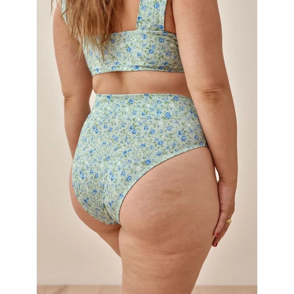 Reformation Pastel Blue Floral Square-Neck Bikini Set - Picture 4 of 8